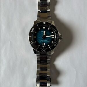 Tissot Men's Blue and Silver Dive Watch